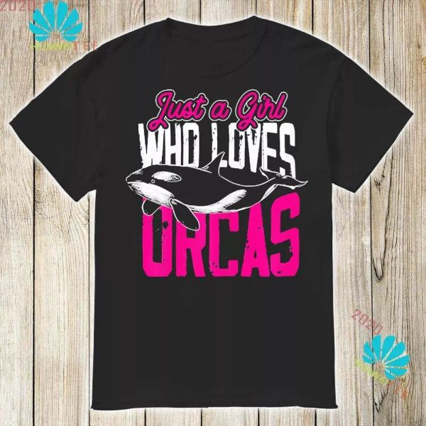 

just a girl who loves orcas t-shirt, White;black