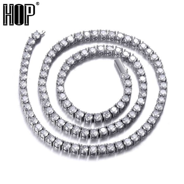 

iced out cz cubic zircon copper choker necklace 1 row 3/4/5/6mmsingle layer tennis chain necklace for women hip hop jewelry x0509, Black