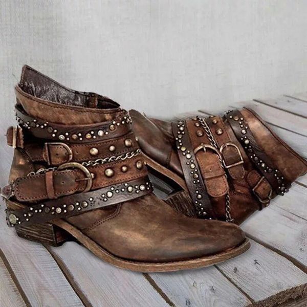 

boots 2021 autumn and winter ladies willow nail retro style women, Black