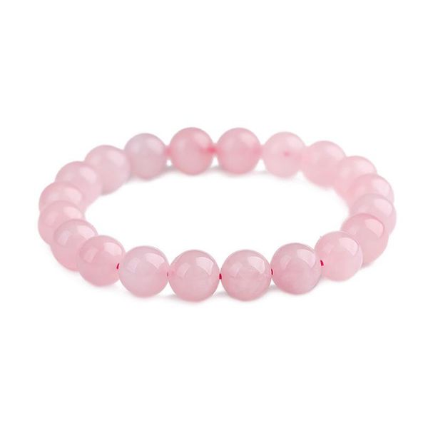 

beaded, strands women pink rose powder crystal quartz natural stone streche bracelets elastic cord bead size 8-9mm ladie pulserase jewelry g, Black