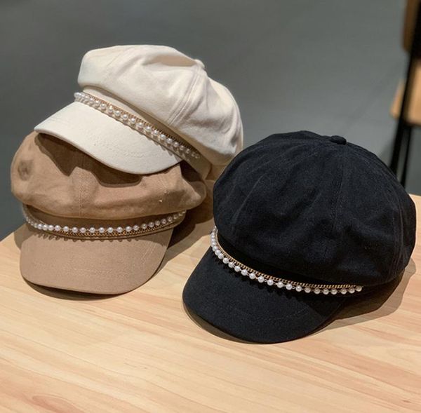 

beanies style beret octagonal hat woman fashion navy spring and autumn art retro british pearl sboy bl0034