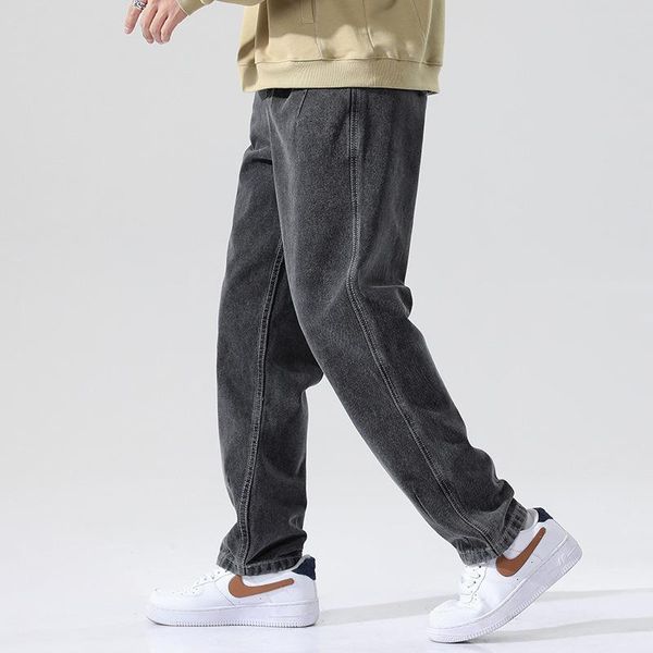 

men's jeans shzq fashion streetwear men's casual jogger pants gray vintage classical cargo men hip hop wide leg for ho, Blue
