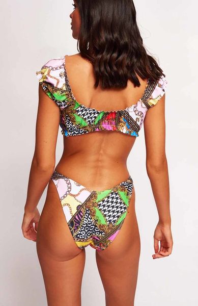 

lace print female swimsuit women swimwear push up bikini set ruffled padded bather bathing suit swimby air