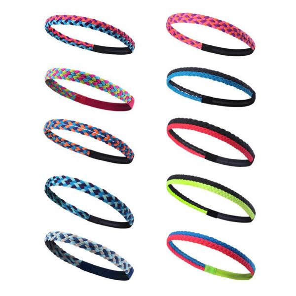 

sports sweatband running yoga fitness elastic silicone braid headband non-slip hair band perfect for outdoor, Yellow;black