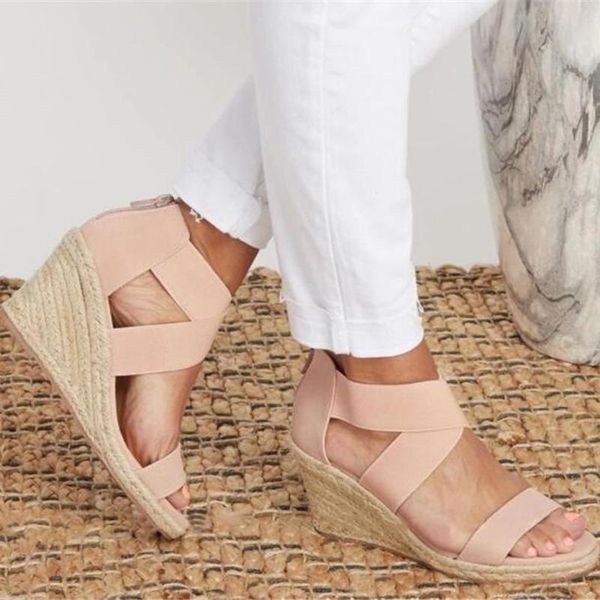 

dress shoes 2021 summer sandals thick bottom wedge heel women casual outdoor beach high large, Black