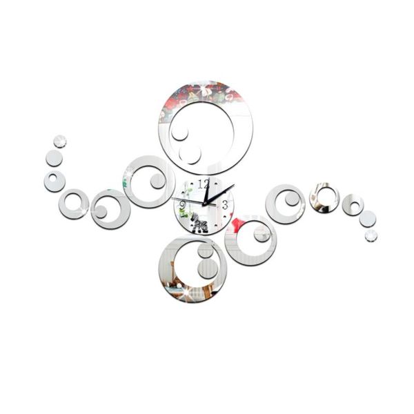 

wall clocks 3d mirror effect silver acrylic stickers watch clock diy home decor