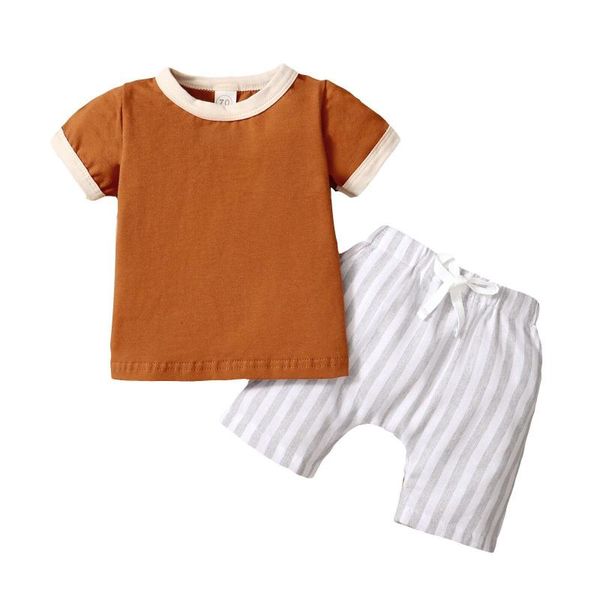 

clothing sets 2021 born infant baby girls boys 2pcs set short sleeve shirt striped shorts summer crew neck casual outfits, White