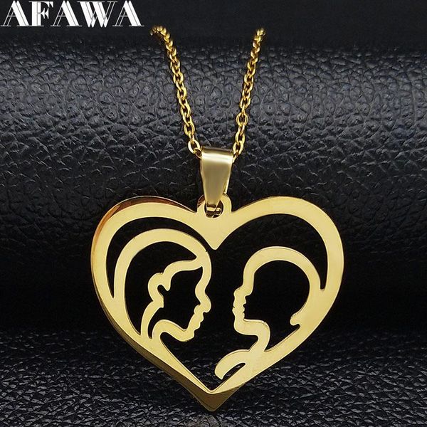 

fashion mama kid stainless steel chain necklace mom jewelry gold color pendant jewellery collar mujer n18922 necklaces, Silver
