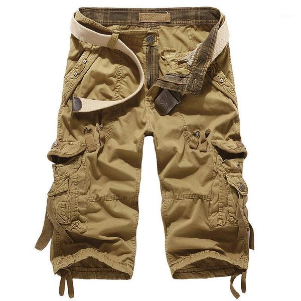 

men pants summer 2021 cargo shorts casual workout military men's multi-pocket calf-length short, White;black