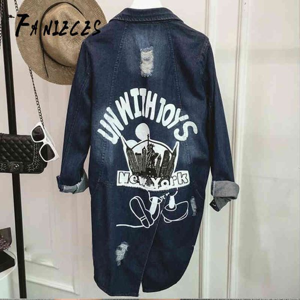 

ins fashion trench coat women ropa mujer letter print plus size 5xl loose long denim coats female streetwear casaco overcoat 210520, Tan;black