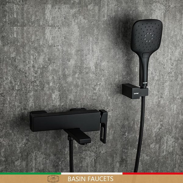 

bathtub faucet rain shower black tap wall bathroom water mixer sets