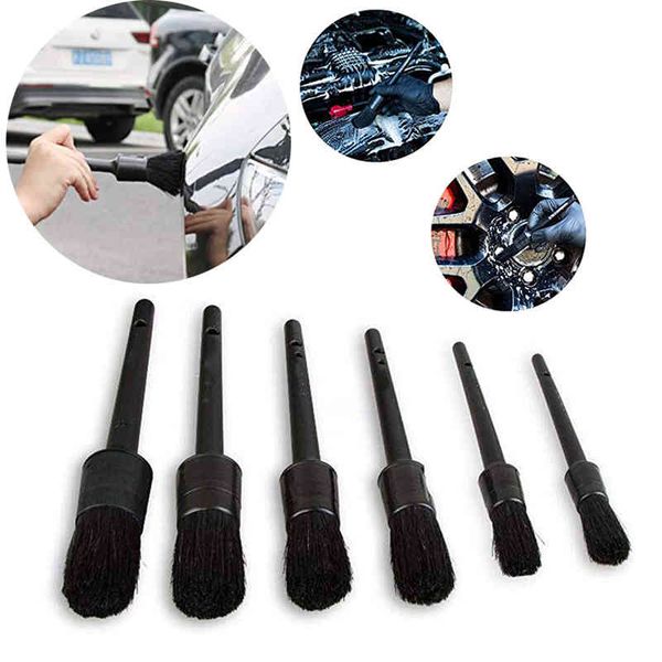 5 pcs automático detalhando escova de limpeza conjunto de carro de limpeza de carro escova de cerdas macias para jantes de roda de painel de interior 210329