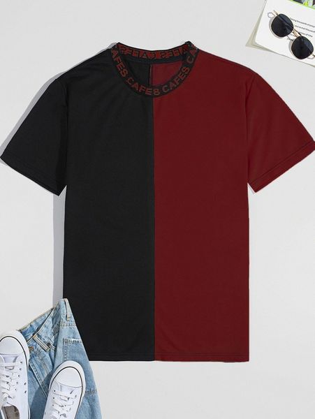 

men letter graphic colorblock tee f00q#, White;black