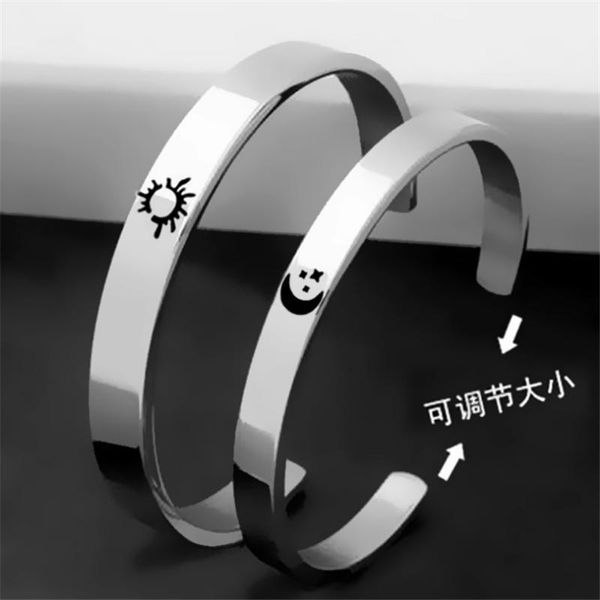 Undertal Romantik Sevimli Güneş Ay Hindistan Sonsuza Kadar Çift Bangles Eşleştirilmiş Adam Tibet Şerit Toptan Takı El Sanatları Retro Bangle