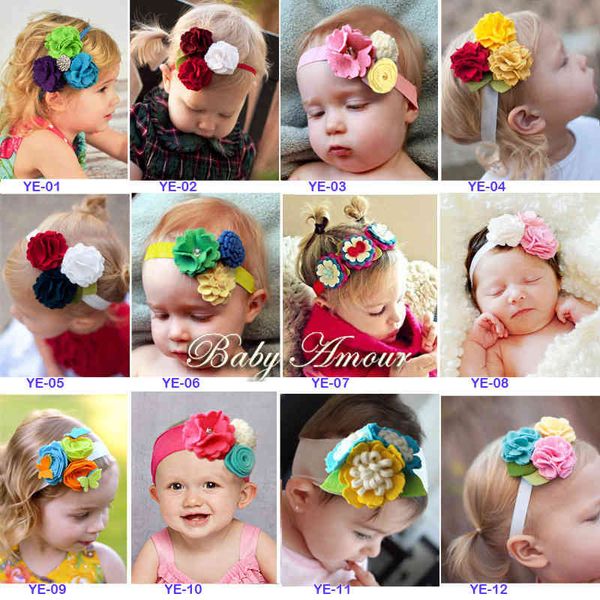 Flor de algodão Bebê Meninas Hairband Crianças Elastic Hair Bands Acessórios de Cabelo Acessórios Cabeleireiros Fitas Pente Headband Clip H6 210413