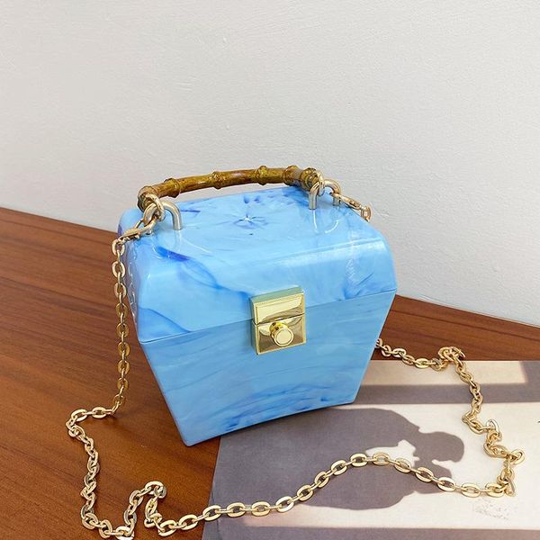

evening bags transparent acrylic box party clutch bag for women bamboo handle purses an handbags designer chic chain shoulder