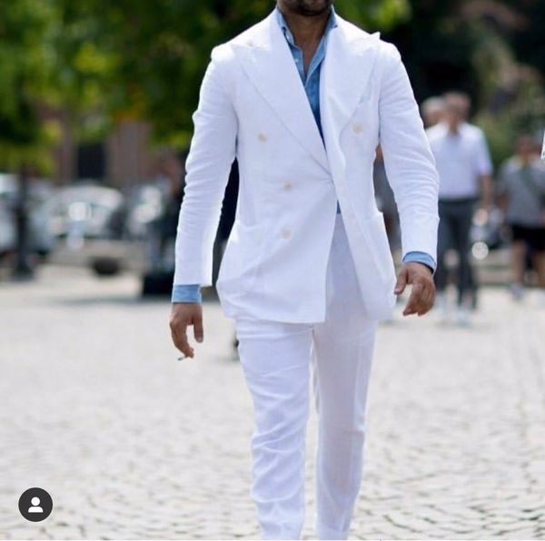 

men's suits & blazers homme white clothes double breasted terno slim fit 2 pcs bride smoking wedding blazer masculine suit + pant dpal, White;black