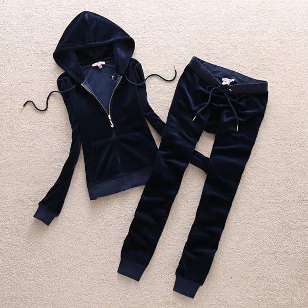 

fashion autumn brand juicy lovers spring slimwomen sporting suits outdoor velvet casual jogging tracksuits hooded collar sportswear suitthe, Gray
