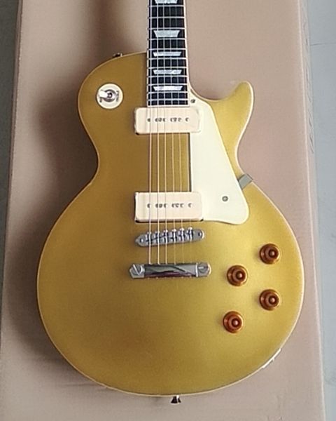 

china oem factory customized goldebony fretboard electric guitar