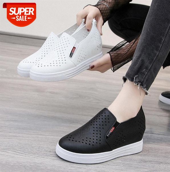 

single shoes women korean version of all-match high hollow women's lazy one-step white #8s2u