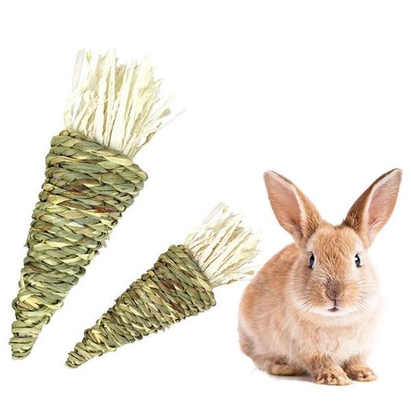 

small animal supplies 2pcs chew toy natural straw snack chinchilla treats carrot shape pet molar for guinea pigs hamster access