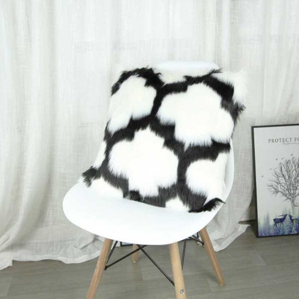 

cushion/decorative pillow plush cushion cover color white black gray striped shaggy decorative pillows home decor sofa seat artificial wool