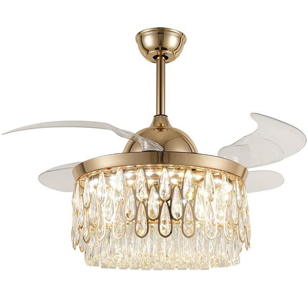 

ceiling fans qukau light luxury crystal fan remote control 42inch 3color invisible living roo