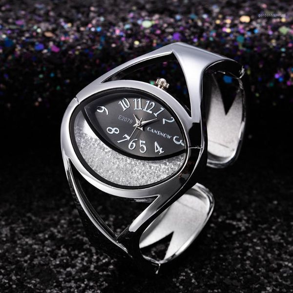 

stylish luxury women silver white rhinestone bangle watch creative ladies dress bracelet clock relogio feminino wristwatches, Slivery;brown