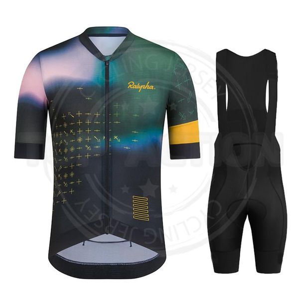 Set da corsa Set da ciclismo da uomo Pantaloncini con bretelle Ralvpha 2022 Summer Mountain Bike Tuta da bicicletta Anti-UV Uniforme da squadra Abbigliamento