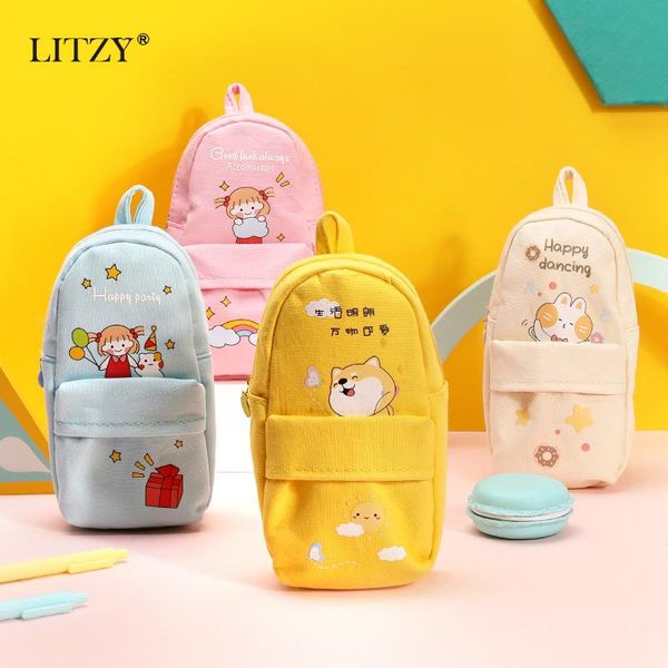 

canvas large blackpack pencil case big bag cute animal pencilcase school pouches stationery srudent pouch bags