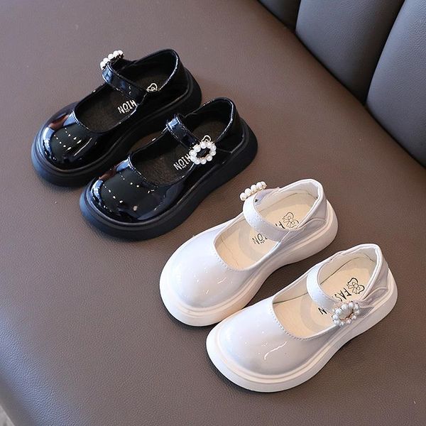 

flat shoes 8 year princess elegant school for lights girl kid dress fashion beaded children' show autumn leather sneakers, Black;grey