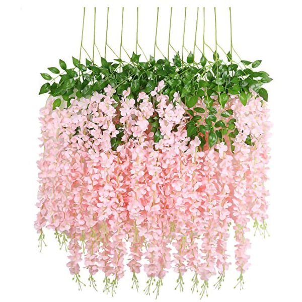 110 cm fiori artificiali fiori di seta glicine di seta vite fiore appeso per wedding garden floral fai da te soggiorno ufficio decorazione