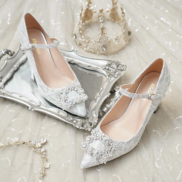 

dress shoes wedding women thick heel winter bride silver square high heels pregnant crystal, Black