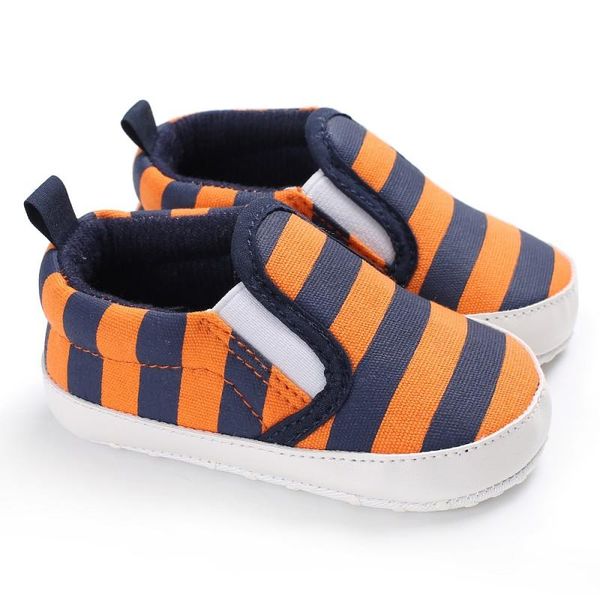 

first walkers baby boys shoes toddler infant canvas striped soft soled 0-18 month