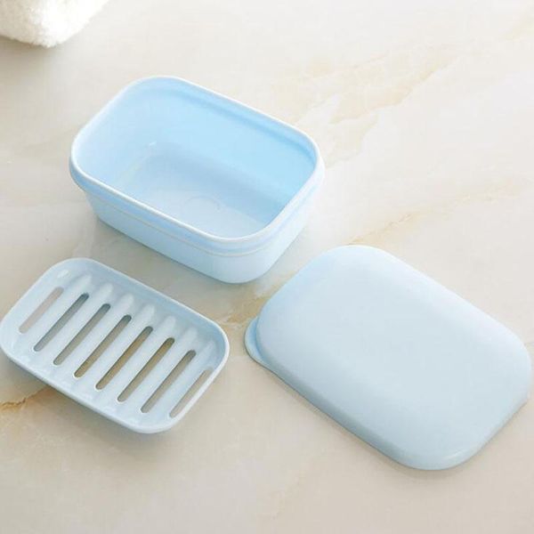 

soap dishes double layers handmade box travel portable lid with drain layer draining holder dish bathroom