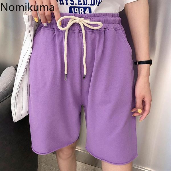 

nomikuma korean style high waist cotton shorts solid drawstring lace up casual loose short sweatpants women summer 3b786 women's, White;black
