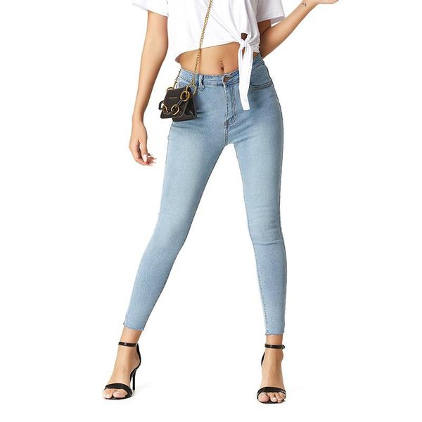 

denim trousers women spring 2021 stretch slim pencil pants women's jeans, Blue