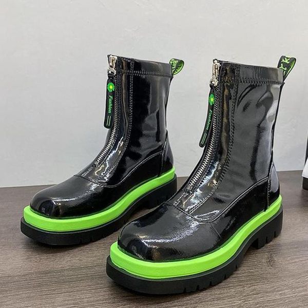 

boots 2021 rock shoes woman lady square toe luxury designer ankle booties women heel ladies fashion zipper botas mujer, Black