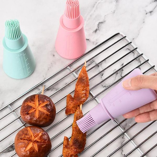 

tools & accessories opaque silicone straight oil bottle brush barbecue bbq with scale for baking kitchen tool 3 colors