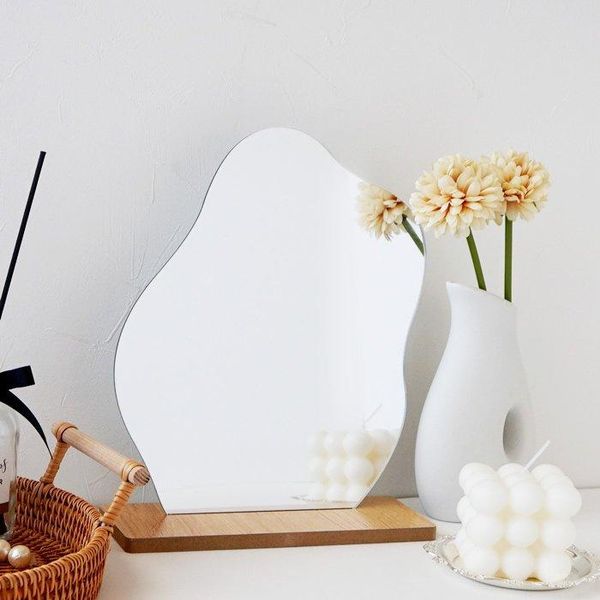 

mirrors korean style makeup mirror ins irregular acrylic decorative wooden base cosmetic de maquillaje beauty tools drop