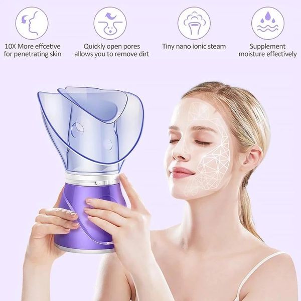 

smart home control spa face steamer cleaner electric ion professional spray steaming facial hydrating instrument thermal beauty
