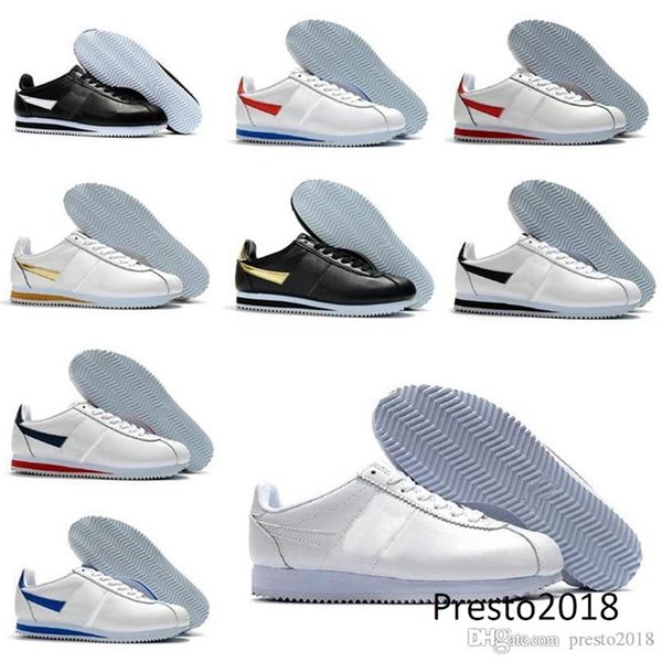 

wholesale classic cortez basic leather casual shoes fashion men women black white red golden skateboarding sneakers
