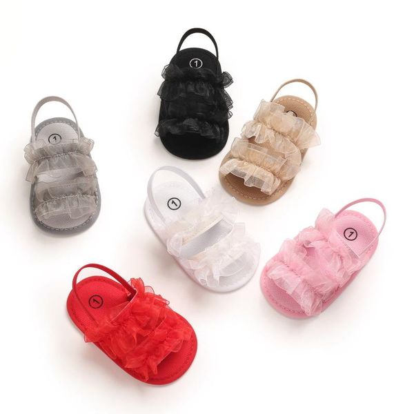 

breathable summer baby girls sandals, toddlers simple style solid color soft sole shoes outdoor indoor prewalker first walkers