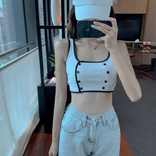 

summer korean version slimming fashion versatile short vest ladies leisure sports super jacket halter women's tanks & camis, White