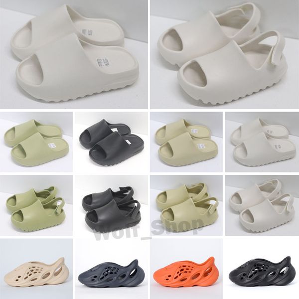 

2021 fashion eva foam runner kan slides toddlers infants kids childrens slippers triple red white black desert sand bone resin sandals