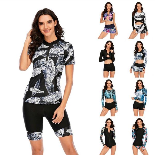 

women two piece rash guard swimsuit sun protection surfing wetsuit bathing suit beachwear women's swimwear, White;black