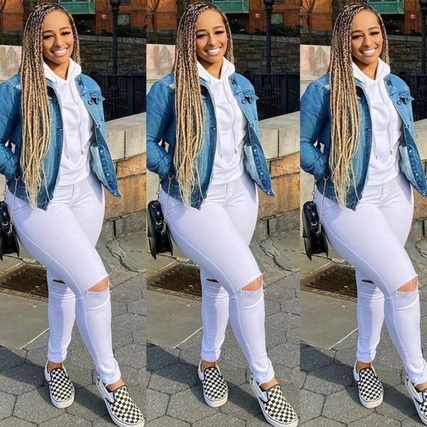 

women's jeans slim-fit ripped, Blue