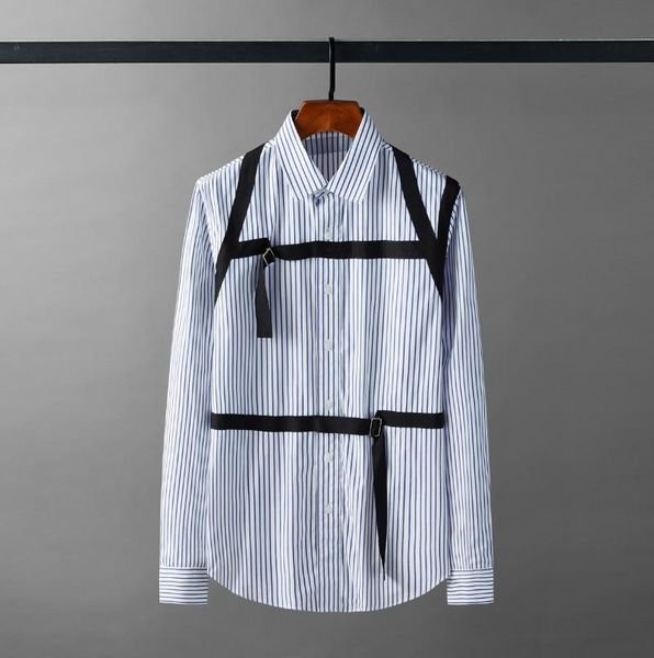 

men's casual shirts minglu blue male luxury ribbon design long sleeve stripe mens dress fashion slim fit party man 2xl, White;black
