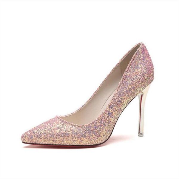 

luxury women's shoes spring autumn single sequins super high-heeled [8cm] pointed fashion high heels dress, Black