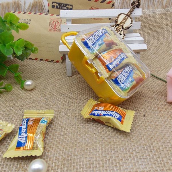 

gift wrap acrylic clear mini rolling travel suitcase favor boxes souvenirs giveaways candy